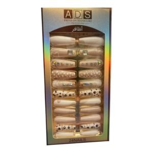 A 24-piece set of ADS rectangle-shaped press-on nails featuring a stylish ombre glitter design in multiple sizes.