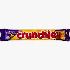A Cadbury Crunchie bar featuring a golden honeycomb center coated in smooth milk chocolate.