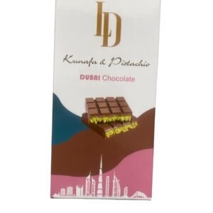 A premium Dubai chocolate bar filled with crunchy kunafa pastry and creamy pistachio, weighing 120g.