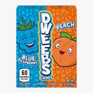 Dweebs Blue Raspberry and Peach Dual Flavor American Candy 45g Box