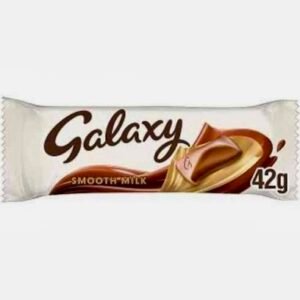 A 42g Galaxy Smooth Milk Chocolate bar by Mars, featuring its iconic silky-smooth texture and elegant brown wrapper.