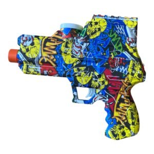 A vibrant multicolor and white electric water pistol featuring a 2000ml water capacity, automatic trigger-activated spray, and durable outdoor-ready construction.