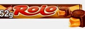 A 52g tube of Nestlé Rolo featuring individual milk chocolate cups filled with soft, creamy caramel.