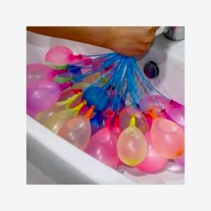 Bunch of Wafani quick fill water balloons expanding with water at a sink tap