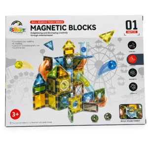 Packaging box for 68-piece magnetic blocks ball bearing track series educational toy set