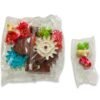 Bagged accessories for building block track showing colorful interlocking gears and sliding animal figures