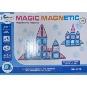 Front packaging of Magic Magnetic 48-piece castle building blocks toy set